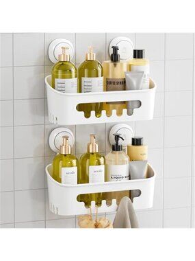 Shower Caddy Suction Cup Shelf 2 Pack Bathroom Organizer No Drill Storage